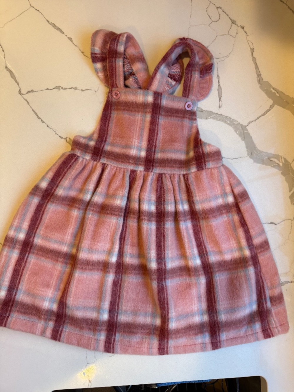 Blueberi Boulevard pink plaid fleece jumper/pinafore dress size 4T